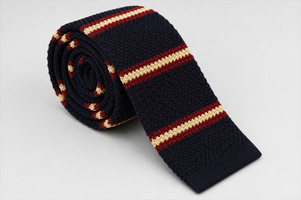 Corbata Cambridge tejida en azul marino con franjas universitarias, Viaggio